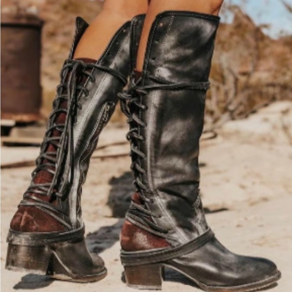 Freebird By Steven Coal Leather Woman Boots size 9